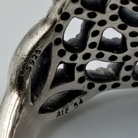 Pandora ALE Sterling Silver 925 CZ Shimmering Lace Ring Sz 6.5 54 Retired - Picture 14 of 16